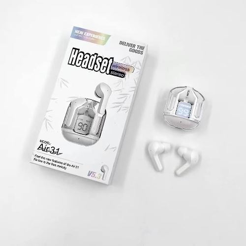 Air31 Wireless Crystal Transparent Bluetooth Airpods